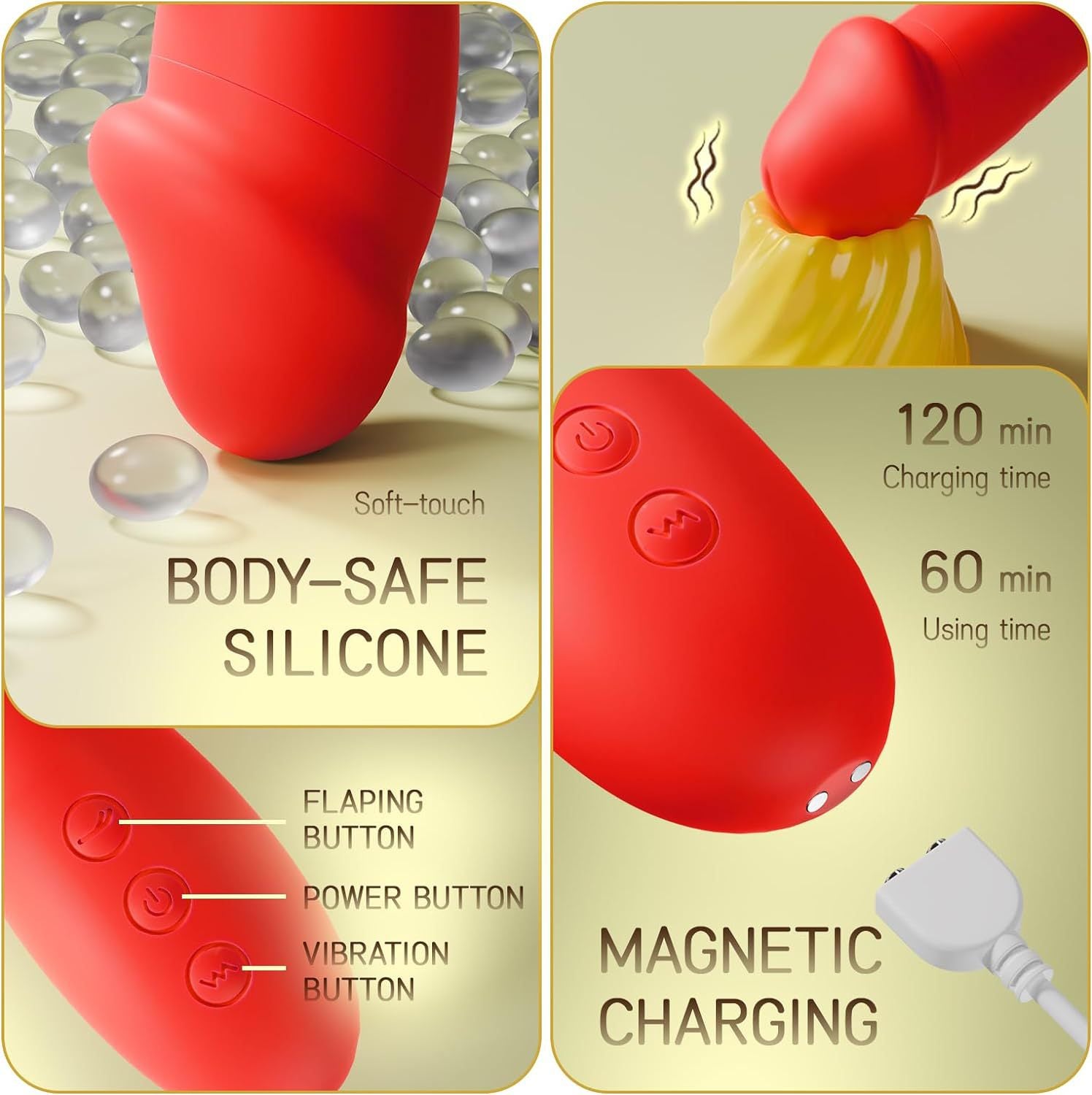 Sam Ⅱ- Vibrador de empuje con lamido, calentamiento y golpeteo del clítoris rojo