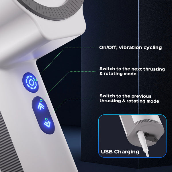 Masturbador masculino automático giratorio y de empuje vibratorio de mano de doble extremo