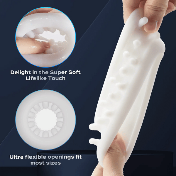 Masturbador masculino automático giratorio y de empuje vibratorio de mano de doble extremo