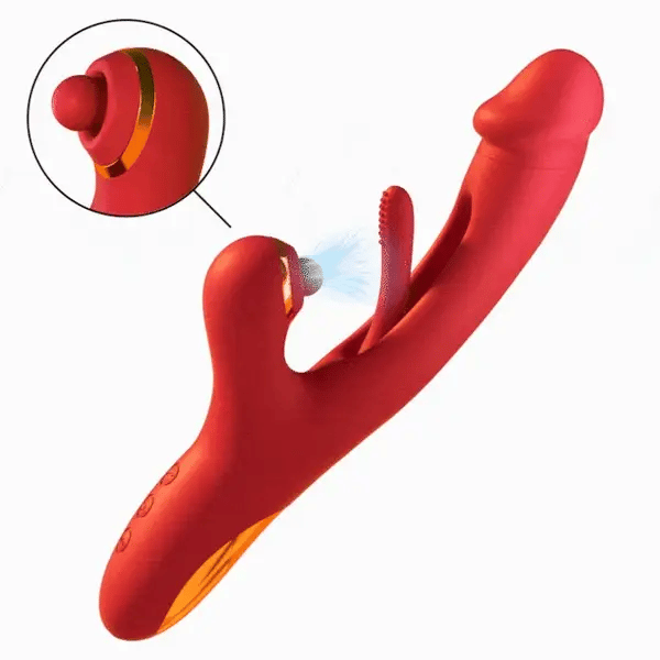 Sam Ⅱ- Vibrador de empuje con lamido, calentamiento y golpeteo del clítoris rojo