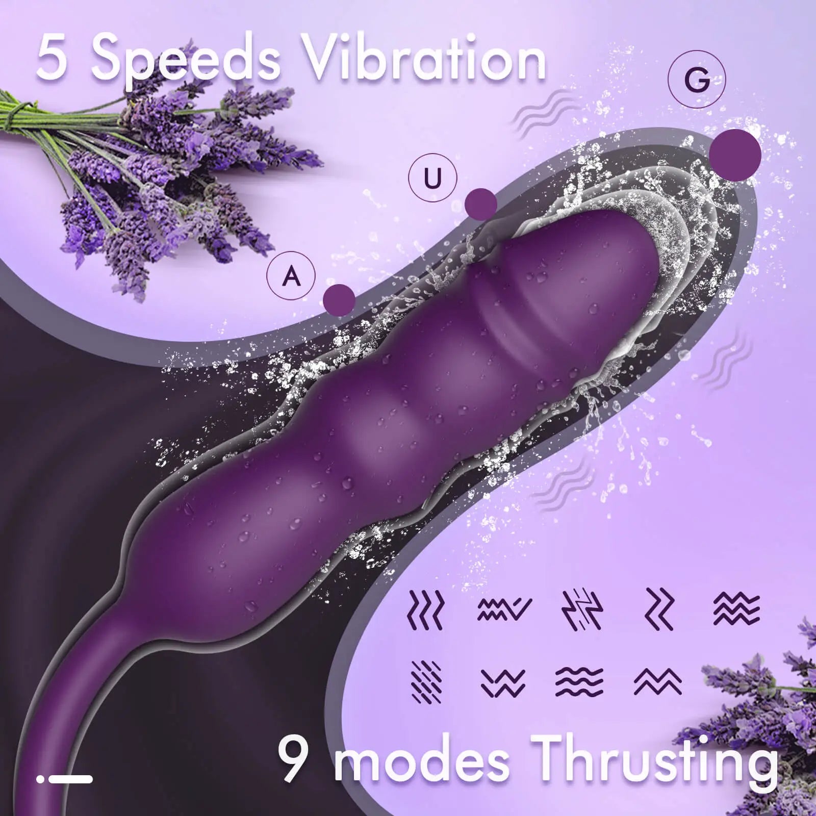 Una - Suĉa kaj Puŝo G-Spot Vibrator Dildo Ŝtopilo