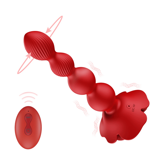 Remote Control Rose Rotating Beads Butt Plug Vibrator Remote Control Rose Rotating Beads Butt Plug Vibrator