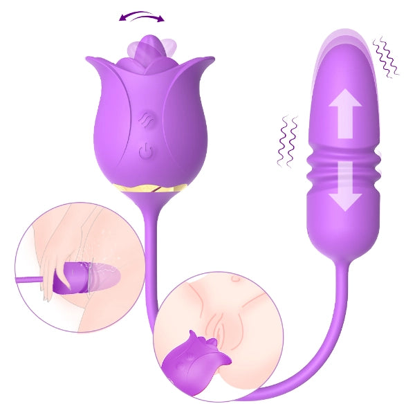 Zoe - Rose Clit Licking Stimulator & Thrusting Egg