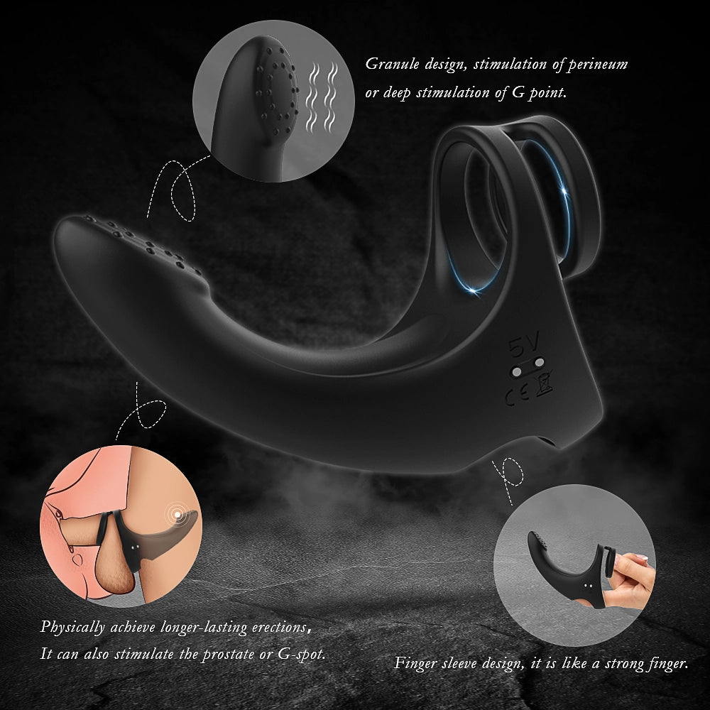9 vibration modes multifunctional double ring cock ring