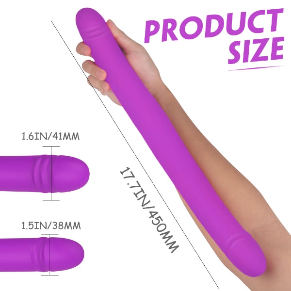 17.7 Inch Realistic Double-Ended G-Spot Dildo with 9 Vibrations & 9 Pulses