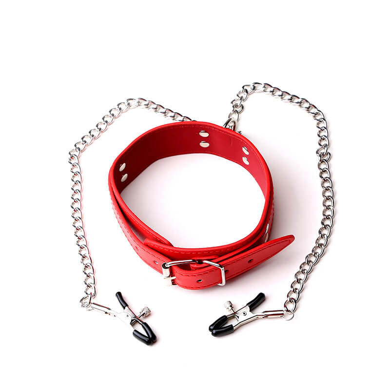 SM Nipple Clamp Chain Neck Collar Couple Flirting Leash