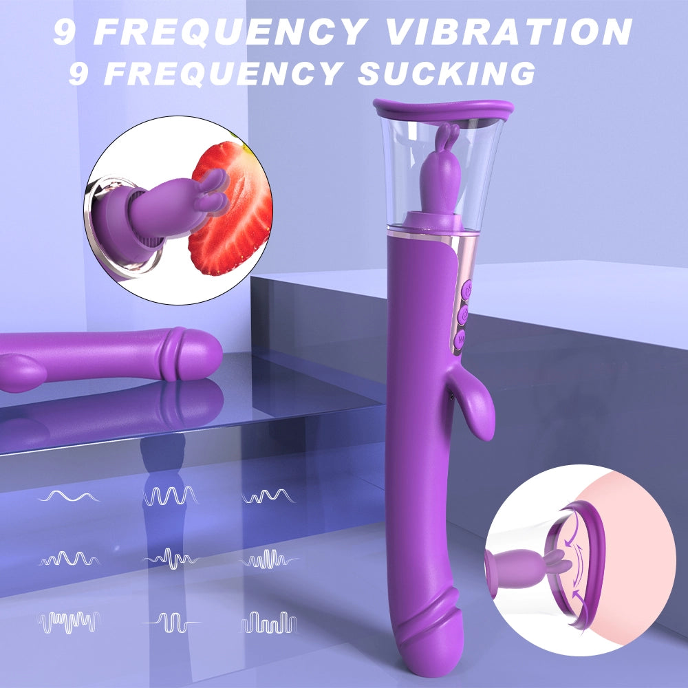 3-in-1 Tongue Licking Rabbit Vibrator – G-Spot, Clitoral Stimulator & Sucking Pump