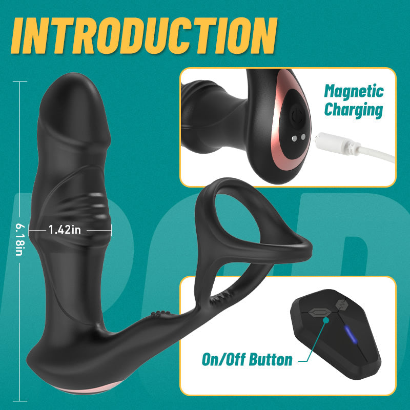 Jer - 9 Wriggling Swaying Male Prostate Toy with Big Glans