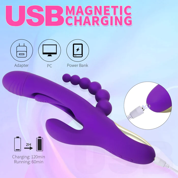 Joan 3 - Rabbit Tapping G-spot Vibrator with Anal Beads