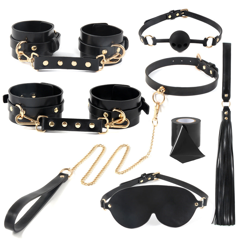 8-Piece Storage Bag with Handcuffs Set SM Bondage