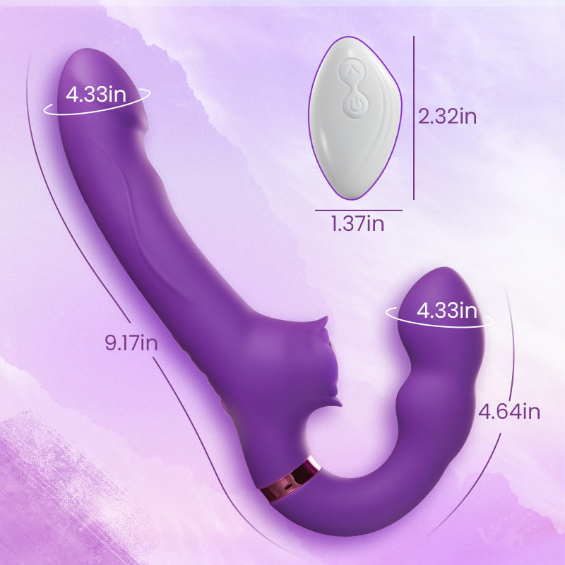 Evelyn - Tapping & Vibrating G-spot Clit Stimulator Strapless Double-ended Dildo